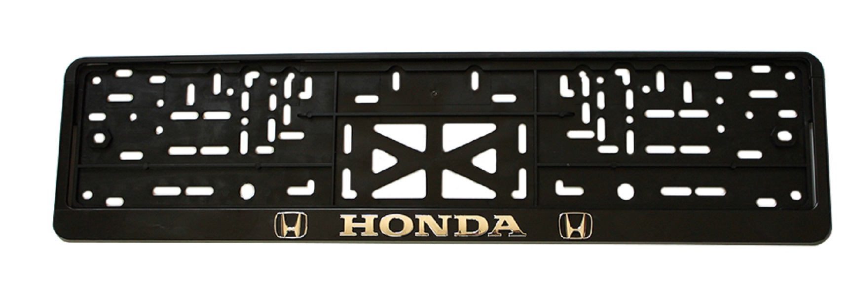 Рамка для номера 520*112 пластик, с защелкой, черная ХОНДА (рельеф золото) 1шт